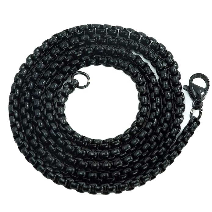 3mm Black Round-Cut Box Neck Chain