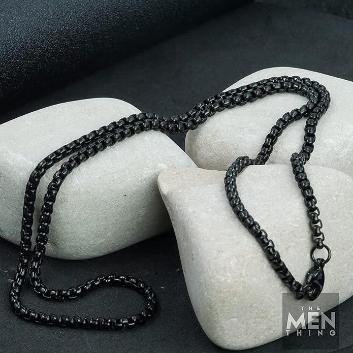 3mm Black Round-Cut Box Neck Chain