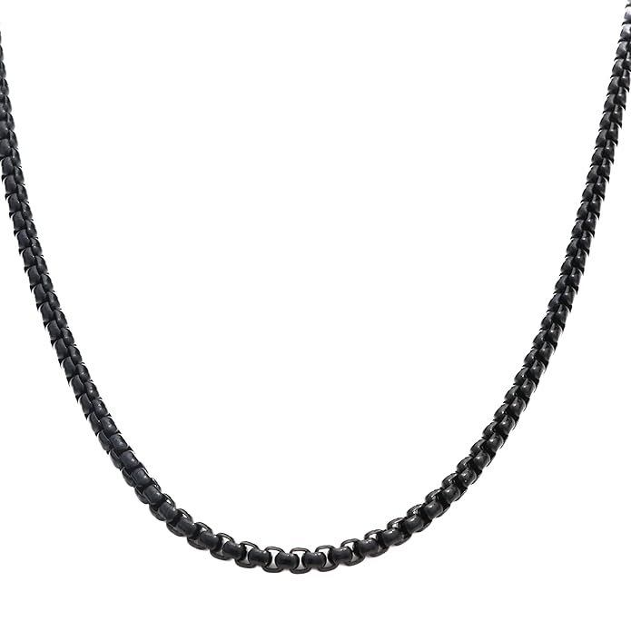 3mm Black Round-Cut Box Neck Chain