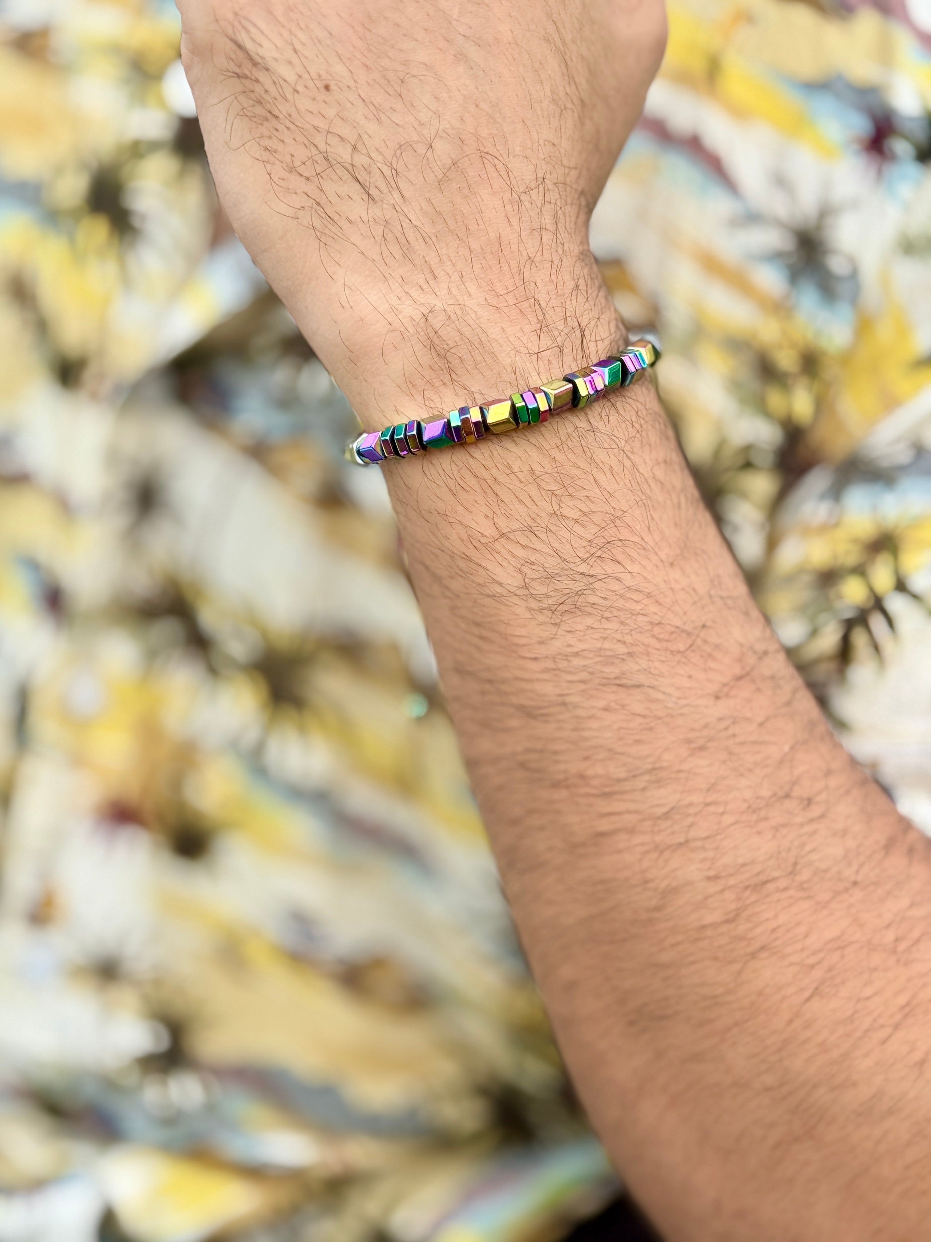 Metallic Hexagon Beads Bracelet