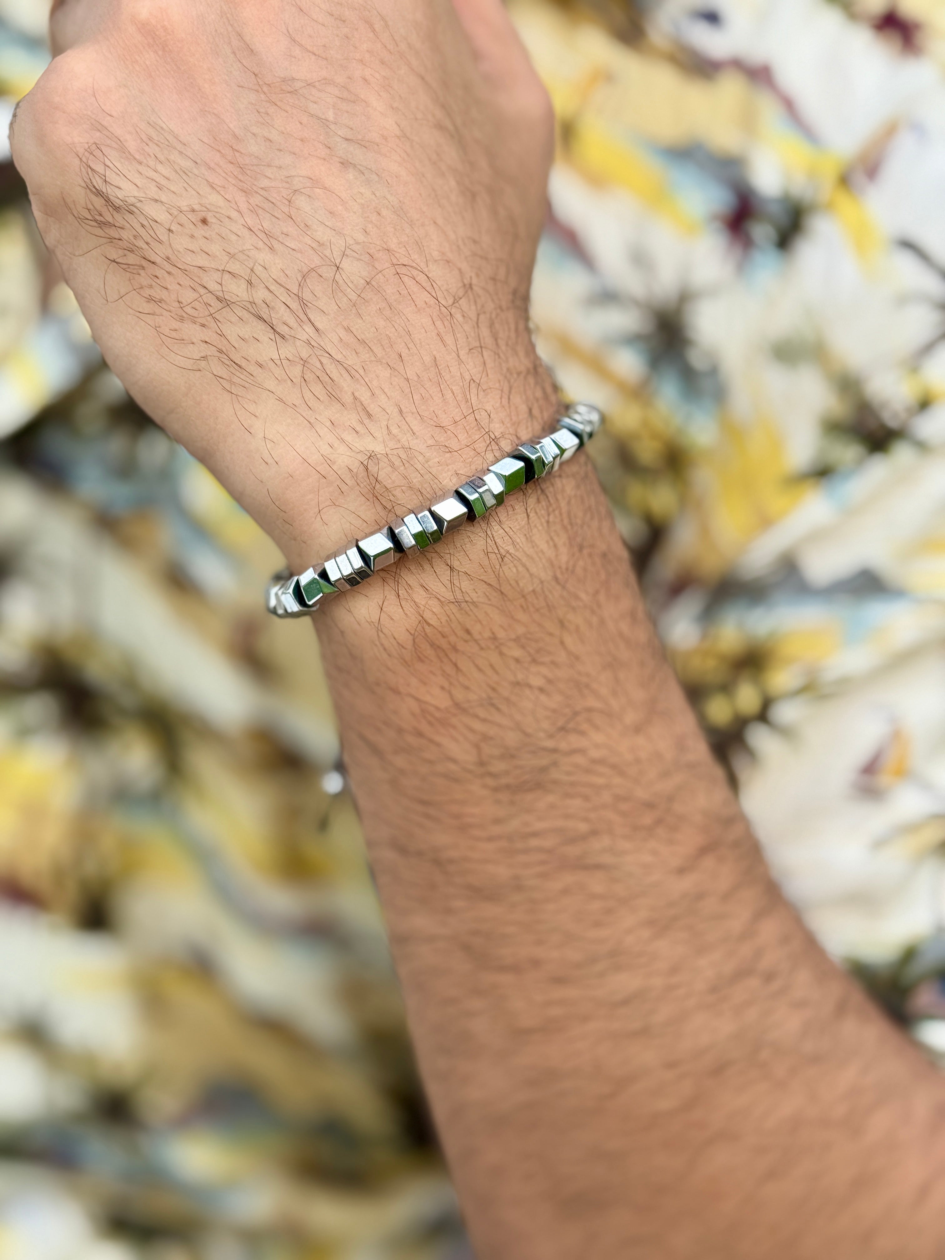 Metallic Hexagon Beads Bracelet