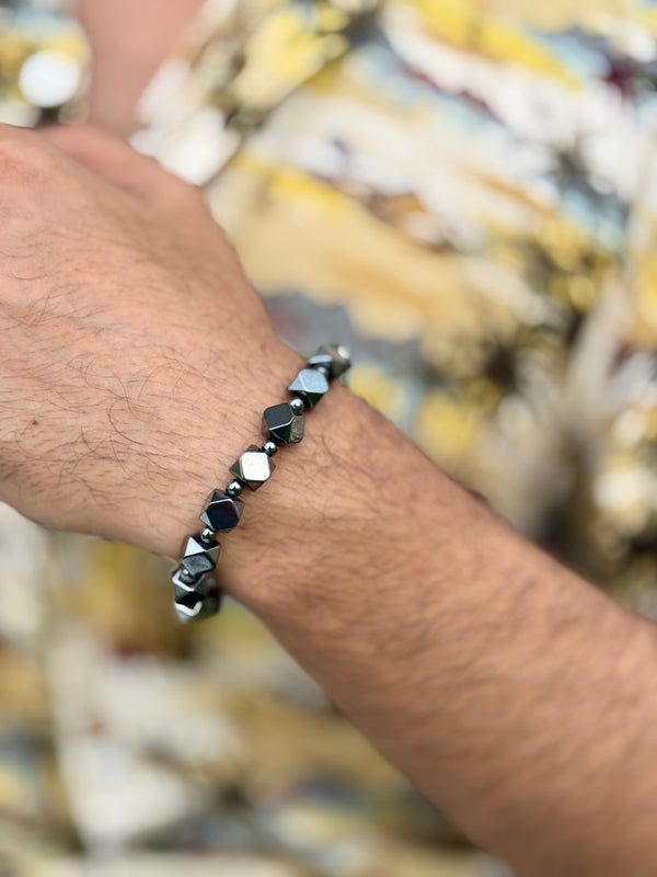 Magnetic Hematite Black Beads Stretch Bracelet