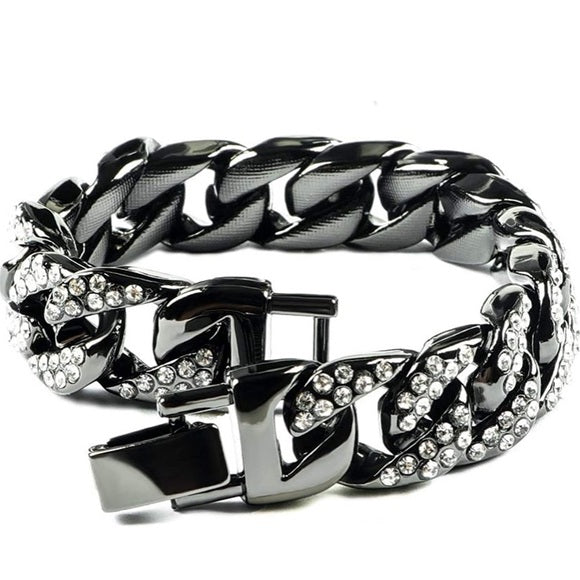Mens black cuban link bracelet Clearance